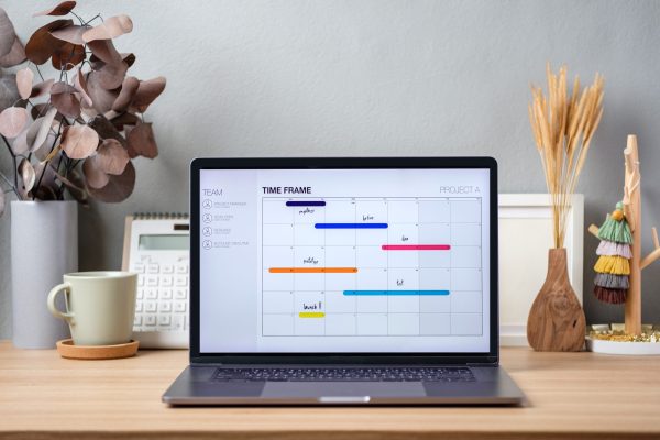 timetable project on screen laptop on working desk decor with st timetable project on screen laptop on working desk decor with stationery at home